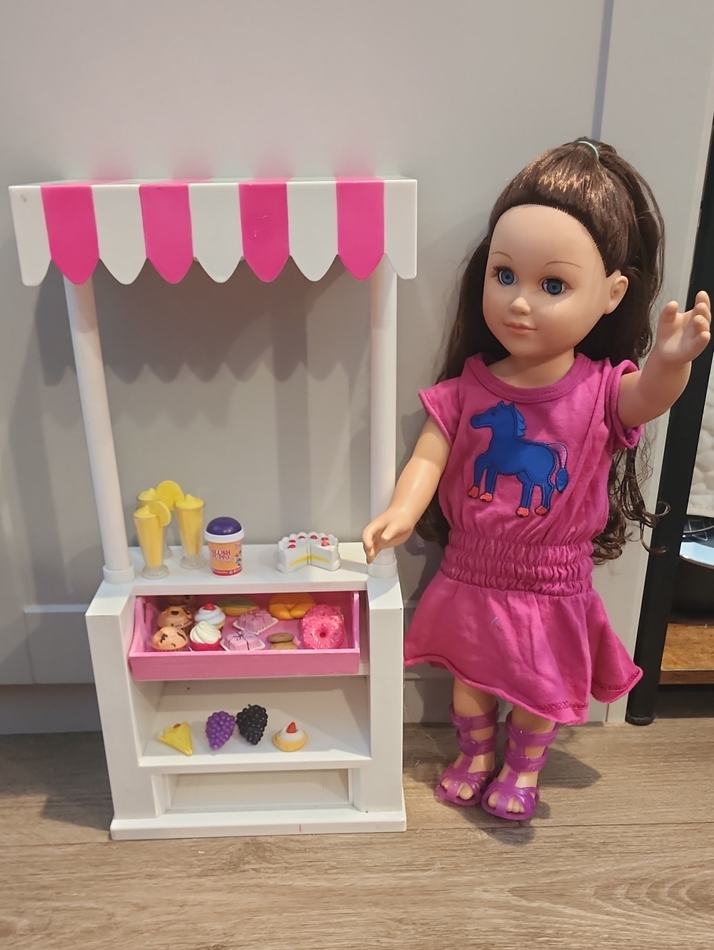 18in doll fruit stand , doll includes